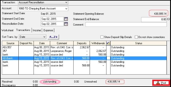 Transaction Account Reconciliation