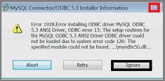 Error 1918 Installing ODBC Driver MYSQL ODBC