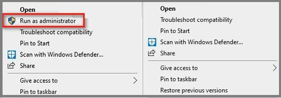 Remove the option Run as Administrator