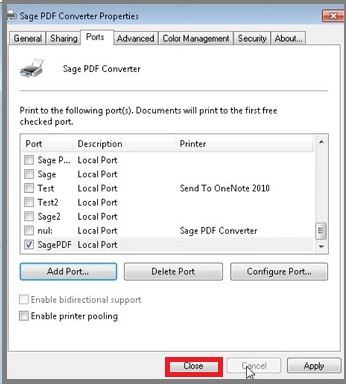 Sage PDF Converter properties