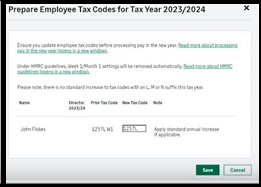 Prepare employee Tax codes