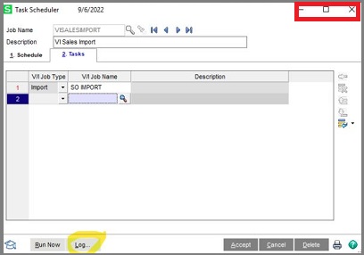 Task scheduler running the Log