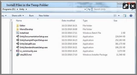 Install Using the Install Files in the Temp Folder
