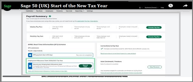 Sage Payroll starting New Tax Year