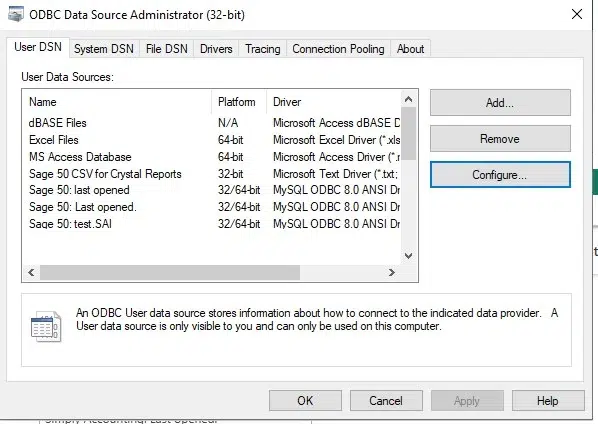 OBDC Data Source Administrator