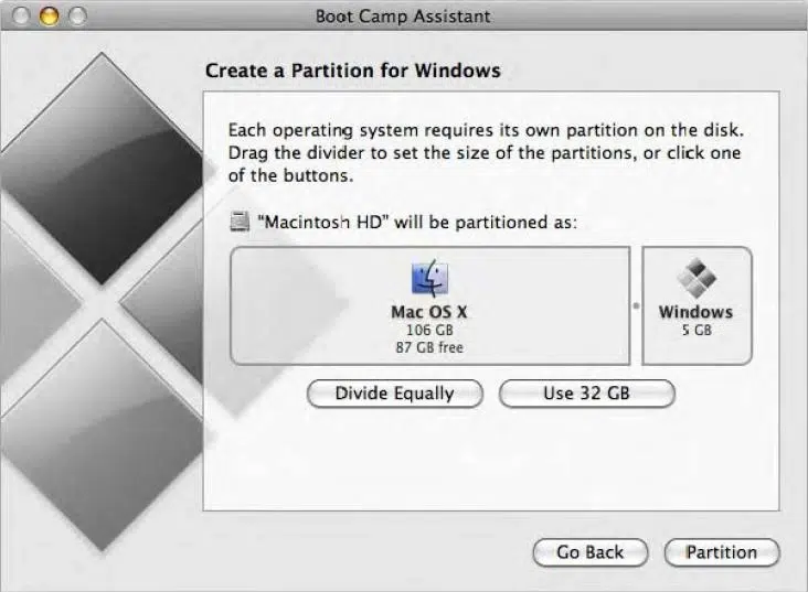 create partition for Windows