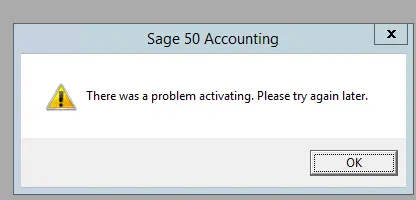 Sage 50 activation error