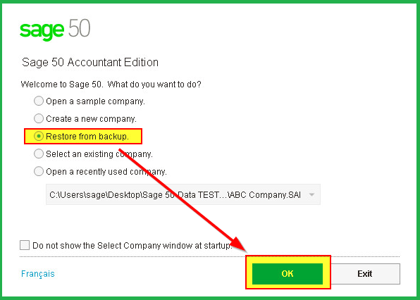 Sage 50 back up